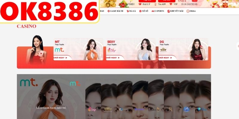 Sảnh casino OK8386 thu hút hàng triệu thành viên