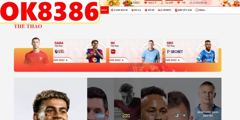 Sảnh thể thao OK8386 với giao diện chuyên nghiệp