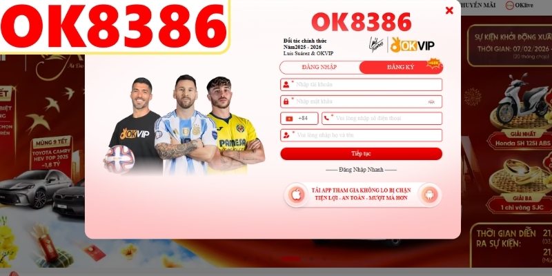 Các bước đăng ký OK8386 dành cho thành viên mới